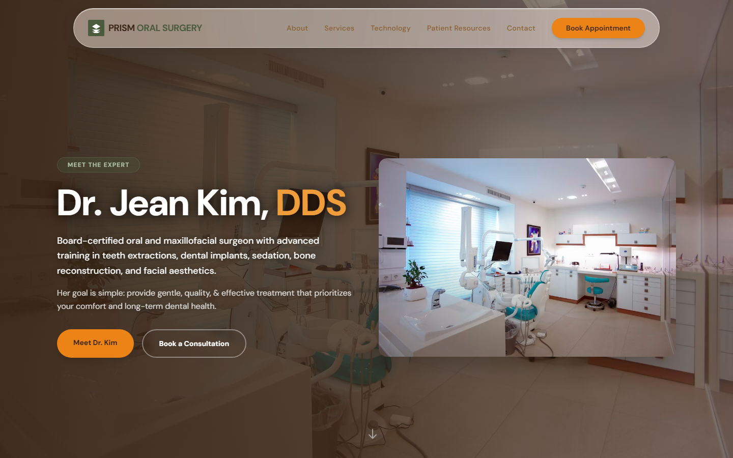 Prism Oral Surgery website homepage